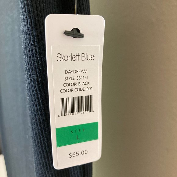 NWT Skarlett Blue Size Large Black Pima Cotton Knit Daydream Mini Tee Slip Dress - Picture 5 of 8